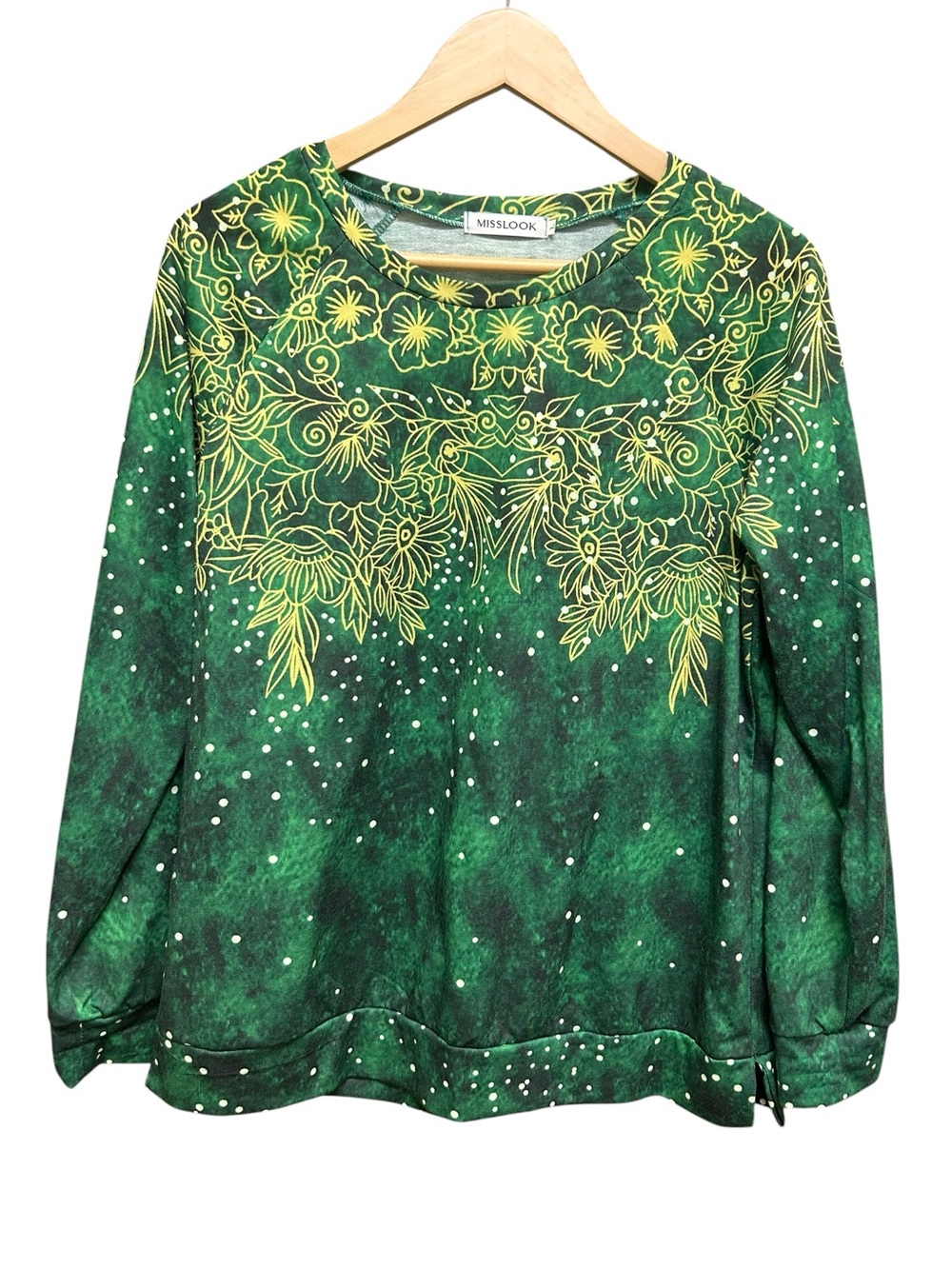 Misslook Green Yellow Floral Top Size L
